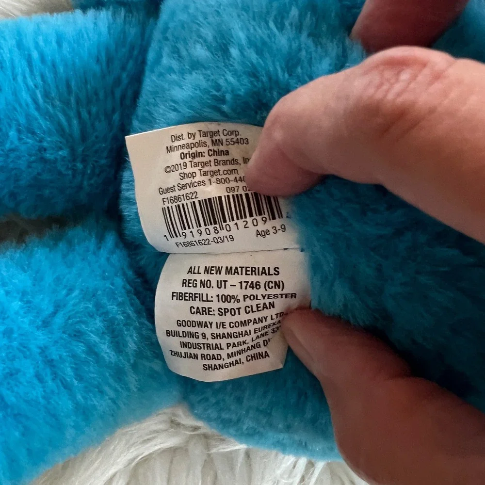 Pillowfort Yeti Mini Pillow Blue Monster Plush Stuffed Animal Hugging Hands 11in
